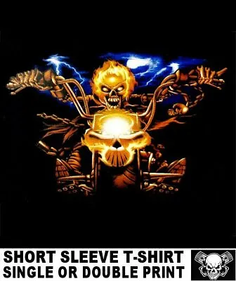 $22.99 • Buy Flaming Ghost Skull Motorcycle Rider Biker V-twin Engine Chopper T-shirt Xt15