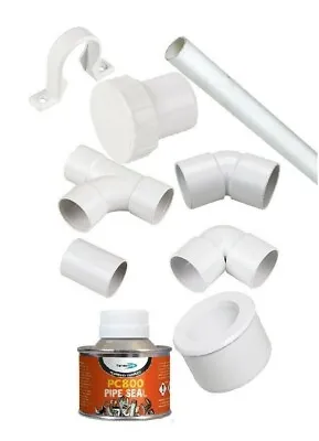 Solvent Weld Waste Pipe Fittings In White 32mm / 40mm / 50mm( 36mm / 43mm/ 56mm) • £1