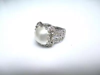 Michael Valitutti Signed  Nh  Sterling Silver Mabe Pearl Ring    Size 8 • $82.50