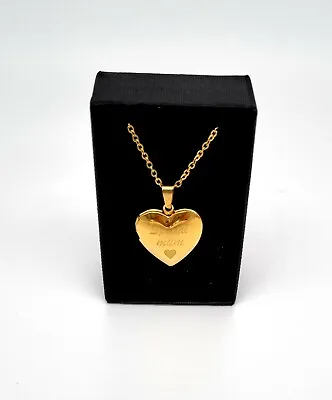 Personalised Engraved Gold Handwriting Heart Locket Stainless Steel  • £9.99