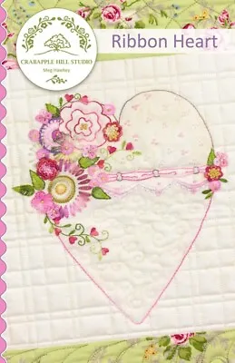 Ribbon Heart - Pattern By Meg Hawkey - Mini-Quilt With Embroidered Heart • $10