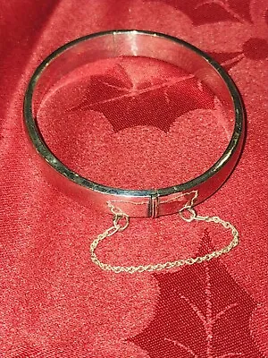 Vintage Silver Bangle With Safety Chain • $65