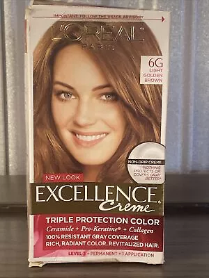 Loreal Paris Excellence Creme Permanent Hair Color #6G LIGHT GOLDEN BROWN • $9.50