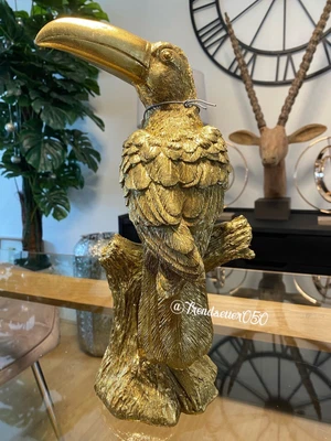 £24.89 • Buy Next Gold Toucan Ornament Sculpture Figurine Antique Brass Effect Tia Parrot £34