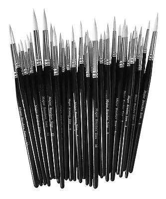 Packs Of 10 White Sable Artist Paint Brush Sets Size 0 2 4 6 Watercolour Acrylic • £4.95