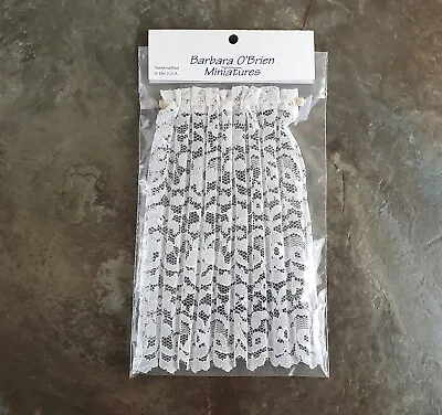 Dollhouse Miniature Lace Curtains White With Curtain Rod 1:12 Scale 6 1/2  Long • $14.75