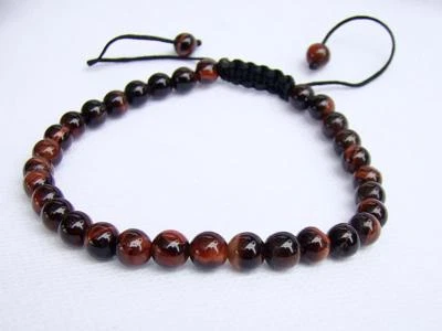 £6.99 • Buy Men's GEMSTONE Macrame Beaded Bracelet All 6mm RED TIGER EYE BEADS