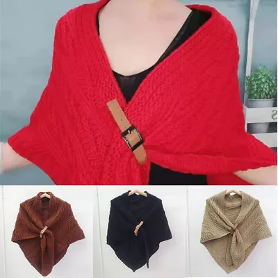 Solid Scarf Thickened Cashmere Bandana Women Poncho Foulard Knitting Pashmina • $20.31