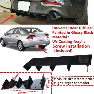 23x5  Fits Honda Civic 2006-2011 Rear Bumper 5 Shark Fins Diffuser Splitter Kit • $40.99