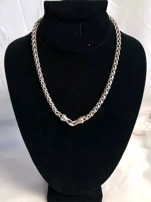 David Yurman Sterling Silver And 14K Yellow Gold 17” Wheat Chain Clasps Necklace • $529.99