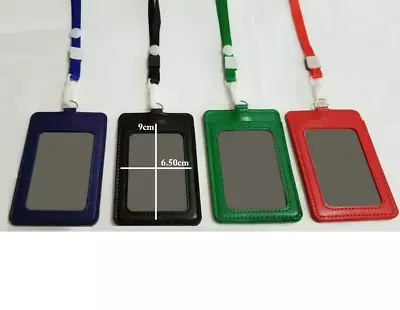 £3.49 • Buy Leather Wallet Work Office ID Card Credit Card Badge Holder Lanyard 2 Slots UK