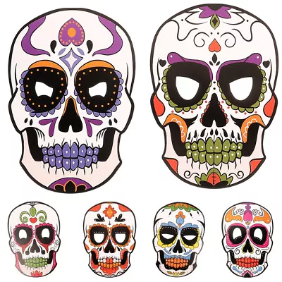 Day Of The Dead Masks Skeleton Headband Halloween Party Favors 6Pcs-RS • £7.79