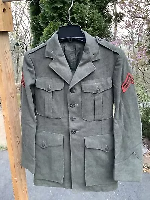 WWII USMC Marine Corps Dress Alpha Green Service Button Lined Jacket Men’s Sz-S? • $75.99