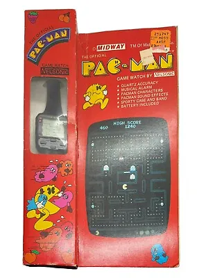 VINTAGE 1982 PAC-MAN NELSONIC Midway VIDEO GAME WATCH IN BOX § • $600