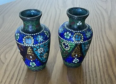 Pair Of Antique Miniature Cloissone Vases • £24