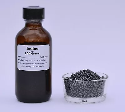 100 Grams Pure ACS/USP Grade Elemental Iodine Prilled Prills Crystals 99.8% Min. • £79.61