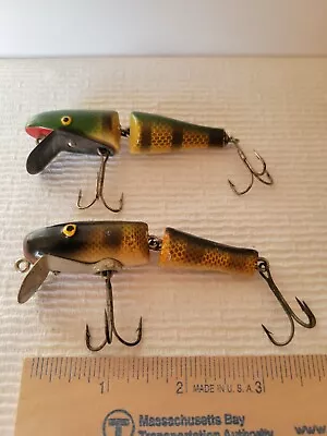 Two Vintage Baby Jointed Pikie Wood Lures (Arnold & JC Higgins) In Perch Finish • $14.99