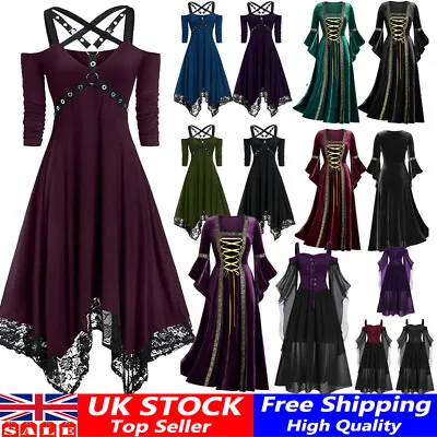 Halloween Women Renaissance Medieval Gothic Witch Costume Fancy Dress Cosplay❤️ • £17.50