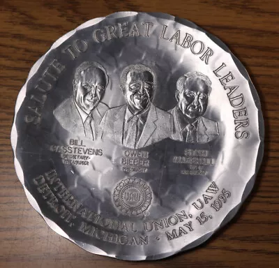 UAW Souvenir Plate Dish Great Labor Leaders Owen Bieber Union Detroit MI 1995 6  • $25.98