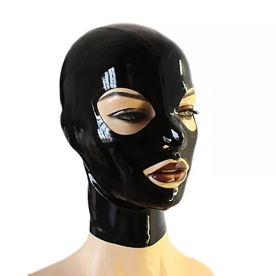 US Unisex Latex Zipped Hood Mask Head Cover Open Eyes Mouth And NostrilsCosplay • $24.98