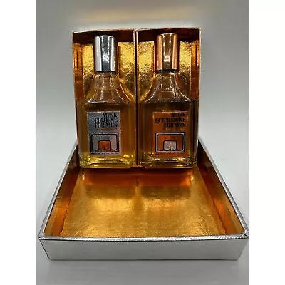 Vintage MEM Musk Gift Set English Leather Cologne & Aftershave 2 Oz Set 70s • $127.20