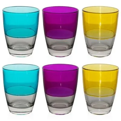 Multi Colored 3 Or 6 Tumbler Water Cocktail Juice Drinking Glasses Cups 11oz • £1.99
