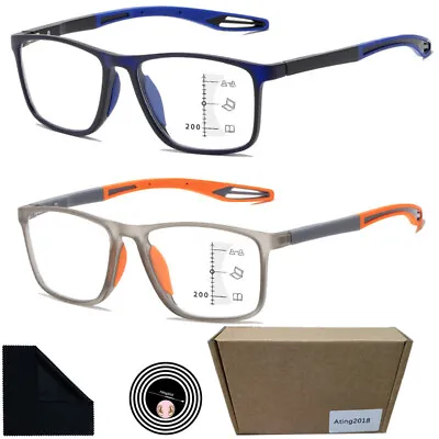 Men TR90 Bifocal Progressive Reading Glasses Flexible Sport 1.5 2.0 2.5 3 3.5 4 • $13.99