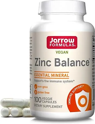 Jarrow Formulas Zinc Balance 100 Veggie Capsules Supports Immune System • £14.25