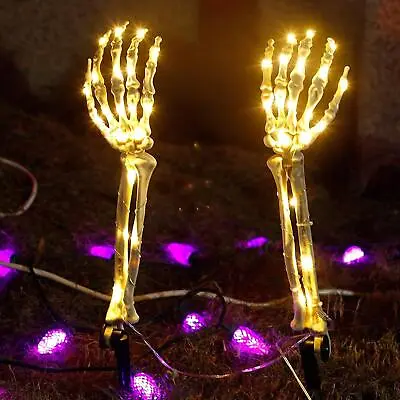 £15.59 • Buy Halloween Skeleton Hands Decoration Glowing Light Hand Arms Garden Light.