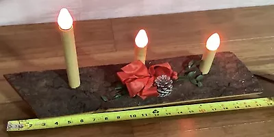 Vintage Christmas Yule Log & 3 Candles With Painted Lightbulbs + Box Tested • $9