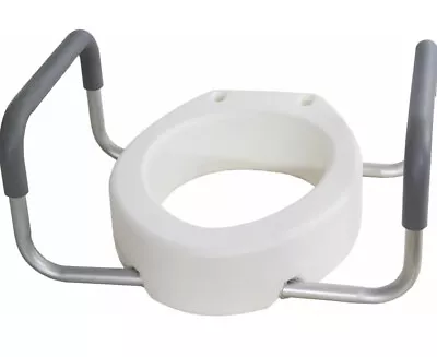 Raised Elevated Toilet Seat Riser W/Padded Aluminum Arms For Elongated Toilet • $54.99