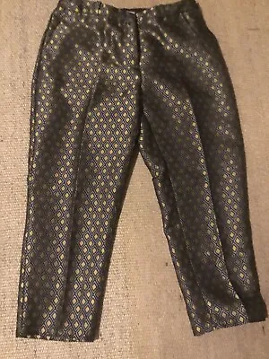 H&M Black & Gold Geometric Print Trousers Size 10 Eur 38 • £1.99