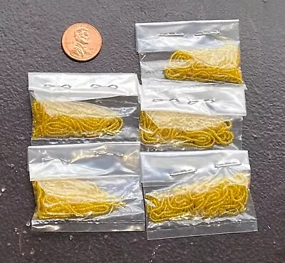 RARE Italy Antique Micro Seed Beads-17/0 Sunny Lemon Yellow-5 Hanks-13 Gram Lot • $29