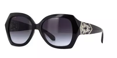 RARE NEW Genuine BVLGARI Black Silver Blue Crystals Sunglasses BV 8182-B 901/8G • $699.95