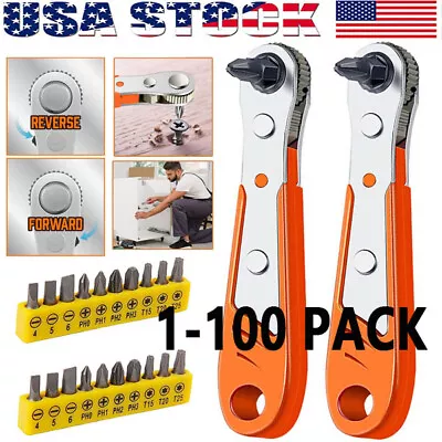 Ratcheting Right Angle Screwdriver Hex Drive 90 Degree Offset + 10pc Bits Set! • $450.59