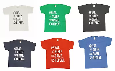 Kids Gamer T-Shirt Eat Sleep Game Repeat Gaming Ages 7-15 Years Various Colours • £4.99