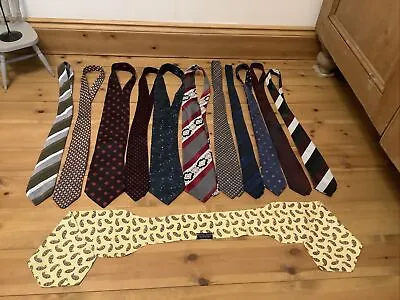 11x Vintage Ties Inc Kipper Style 1960s. 1 X Tootal Cravat Yellow Paisley • £12