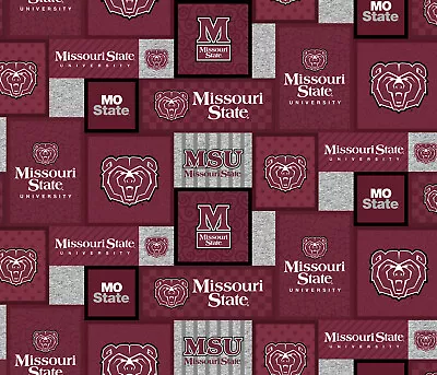 Missouri State University Bears Patchwork Fleece Fabric-Fleece Blanket Fabric • $18.99