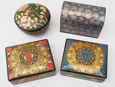 £11.50 • Buy 4 Small Hand Painted, Paper Mache  Kashmir Trinket Boxes.