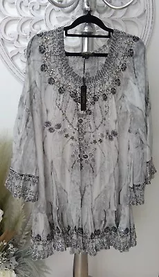 Stunning Smoky Grey/Black Embellished Czarina Kaftan Dress Brand New With Tags • $170