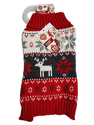 $7.51 • Buy Puppy Dog Red Christmas Winter Sweater Reindeer Snowflake Warm Holiday