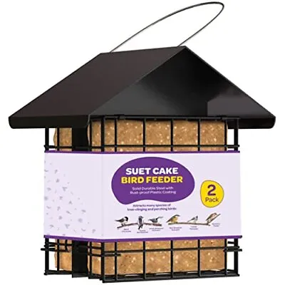 Suet Bird Feeder For Outside Double Capacity Wild Bird Feeder With Hanging Roof • $20.15