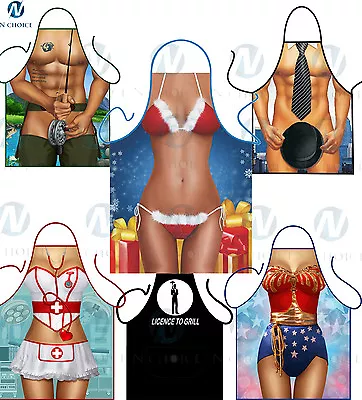 £9.95 • Buy New Apron Printed BBQ Apron Adult Funny Novelty Lot Kitchen Party Barbecue Apron