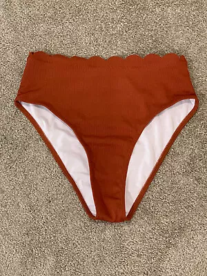 Zaful High Waist Scalloped Bikini Bottom Womens Sz 4 High Cut Swim Bottoms Sexy • $9.96