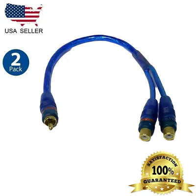 2x RCA AUDIO Y Cord SPLITTER CABLE 1 ONE M MALE MONO JACK TO 2 TWO F FEMALE PLUG • $4.99