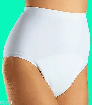 £14.95 • Buy Ladies Incontinence Briefs Pants With Built In Waterproof Pad, 100% Cotton