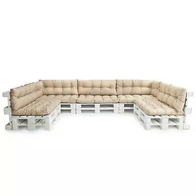 Outdoor Euro Pallet Furniture Sofa Size Cushions Tufted Garden Water Resistant • £199.97