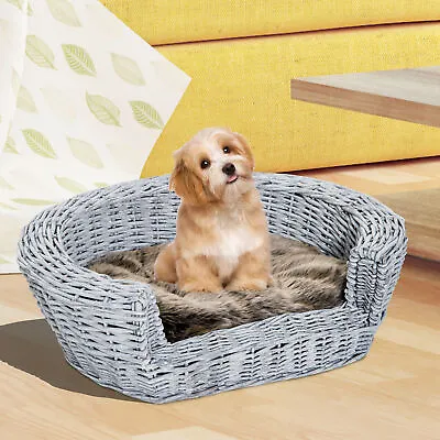 £32.99 • Buy Elevated Pet Sofa Bed Dog Cat Basket Couch Rasied Wicker Willow Rattan W/Cushion