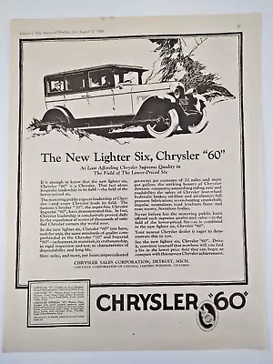 Chrysler  60  1926 Original Vintage Print Ad  The New Lighter Six  • $9.95