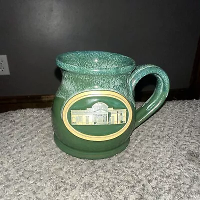 Deneen Pottery 2013 USA Hand Thrown Blue Monticello Thomas Jefferson Mug • $19.89